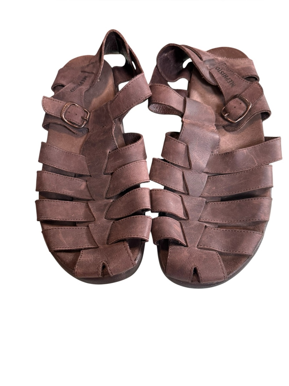 Title: Mephisto Brown Leather Fisherman Gladiator Comfort Sandals EU 46 US 12 - Picture 2 of 7